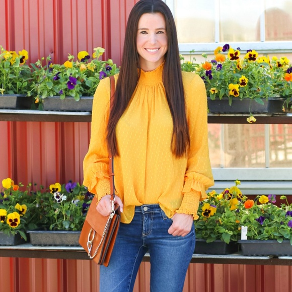 English Factory Tops - ENGLISH Factory Mustard Yellow Long Sleeve Top
